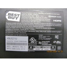 TOSHIBA 49L621U SBB55T VTV-L55730 REV:1 PK101W12301 KIT DE RÉPARATION (TODO OK) LEDS HLH